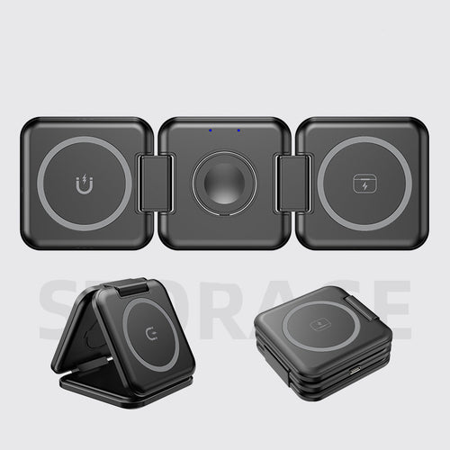 3 -in - 1 Magnetic Wireless Charger Stand - Foldable Fast Charging Station for iphone & Airpods
