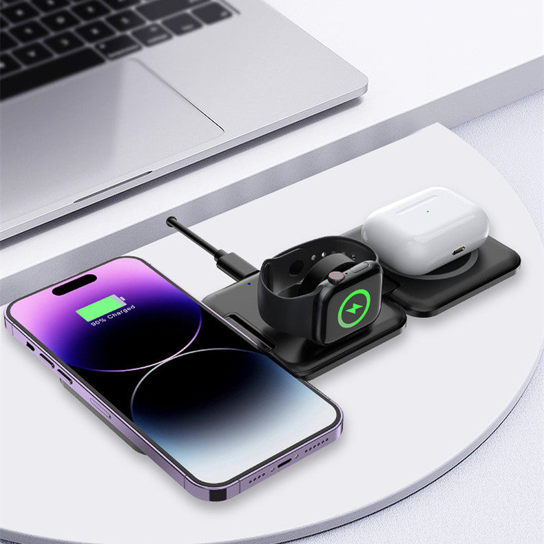 3 -in - 1 Magnetic Wireless Charger Stand - Foldable Fast Charging Station for iphone & Airpods